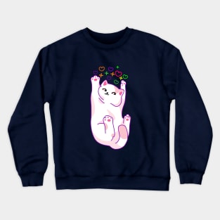 Cat and colorful hearts Crewneck Sweatshirt